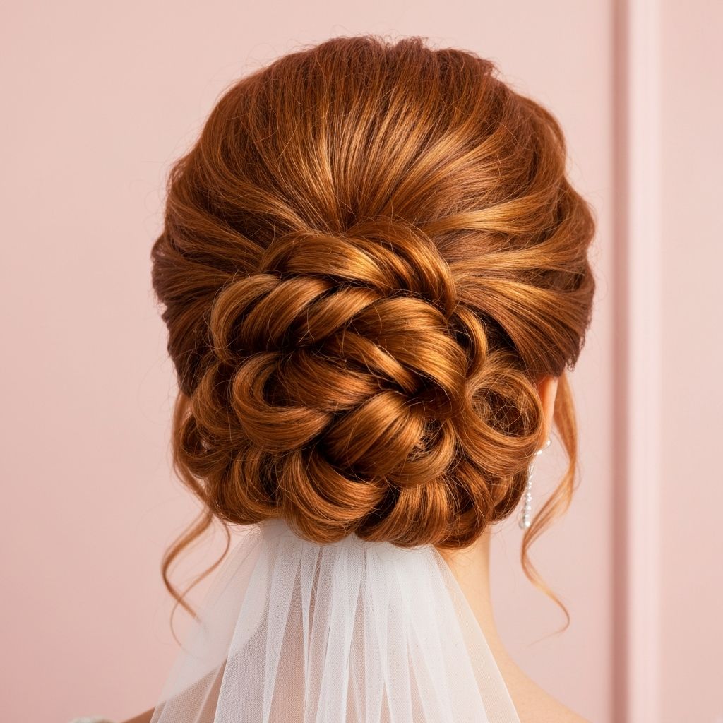 Elegant bridal hair styling and updo